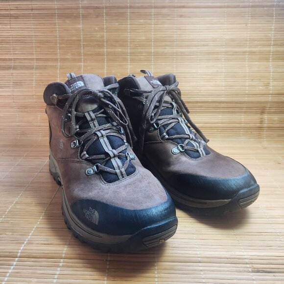 The North Face Hikers Mens 10.5 Waterproof Dark Brown Leather Mid Hiking Boots - Picture 1 of 14